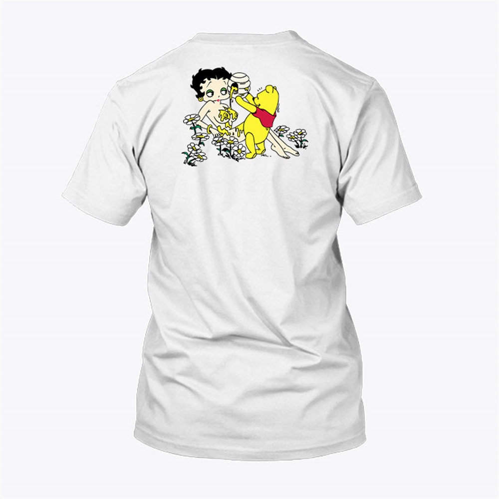 Pooh Pouring Honey On Betty Boop Shirt Winnie The Pooh Full Size Up To 5xl