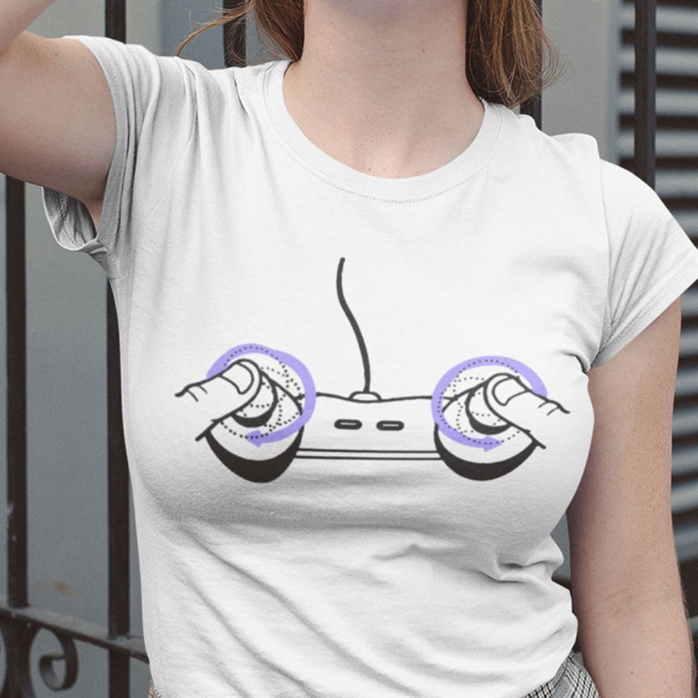 Boob Controller Shirt Game Controller Funny Dirty Mind Full Size Up To 5xl
